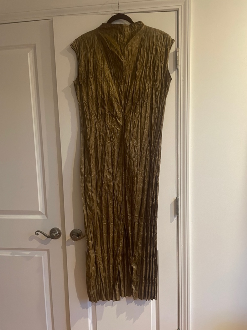 Acne Metallic Gold Crinkle Maxi Dress - Picture 7 of 9